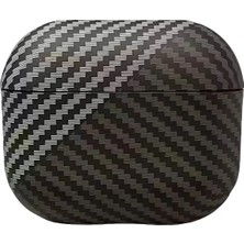 Zebana Zb-Ap8 Airpods Pro 2 Karbon Fiber Desenli Koruma Kılıfı Gri - Siyah