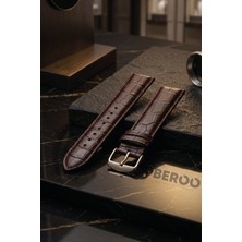 Beroo Straps Beroo Premium 22MM Hakiki Deri Timsah Desenli Kahverengi Saat Kordonu