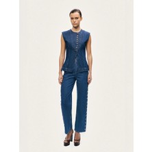 Nocturne Metal Düğme Detaylı Denim Pantolon 18167