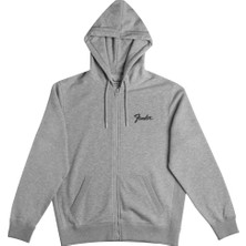 Fender® Spaghetti Logo Fermuarlı Hoodie - Gri
