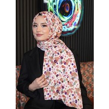 Çiçek Desen Beyaz Soft Pamuk Şal Saks
