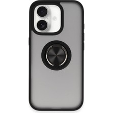 Mabelme Store Apple Iphone 16 Kılıf Montreal Yüzüklü Silikon Kapak - Siyah