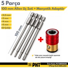 Platin Hırdavat Uzun Bits Allen Uç Seti + Manyetik Adaptör 100 mm