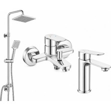 Eca Ar Fast Lavabo Bataryası + Fast Banyo Bataryası + Dicle Duş Kolonu 5 Yıl Garantili