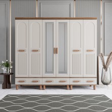Monzio Otto 6 Kapaklı Çekmeceli Gardırop Tamamı Mdf (Aytaşı)