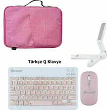 Microcase Huawei Matepad 11.5 S 2026 ile Uyumlu Tablet Çanta+Türkçe Bluetooth Klavye +Mouse+ Standı - Pembe AL8127