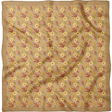 Sultan İpek Vizon Kır Çiçekleri Desenli Fular / Bandana 70X70CM