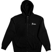 Fender® Spaghetti Logo Fermuarlı Hoodie - Siyah