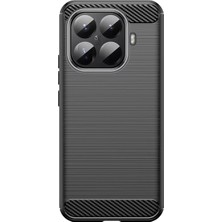 Microcase Xiaomi 17T Pro ile Uyumlu Brushed Carbon Fiber Silikon Kılıf - Siyah AL3332
