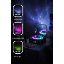 Prepare Mini Nostalji Plak Görünüm Dekor Waves Bluetooth Işıklı Müzik Çalar Alarm Saat Tf Kart Aux Özellikli