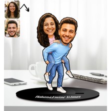 Bk Gift Kişiye Özel Sevgili Mutluluk ve Aşk Temalı Karikatür Ahşap Biblo