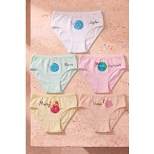 Biyokids Kız Çocuk 5 li Paket Renkli Slip Külot Sevimli Gezegenler Çok Renkli