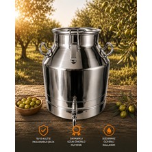 Favo Agro Paslanmaz Çelik Zeytinyağı Güğümü 20 Litre Musluklu Klips Kapaklı Sızdırmaz Özellik