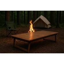 Zemira Pratikoutdoor Katlanır Sabit Ayaklı Kamp, Piknik Bahçe Masası 70X150 cm - Ceviz Renk