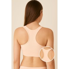 (15020) Liza Kadın Sporcu Crop Pedli Bustiyer 6lı Paket Somon