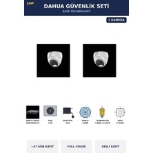 Dahua 2 Kameralı 2mp Güvenlik Kamera Seti Gece Renkli Full Color Sesli Dome 1tb ~47 Gün Kayıt