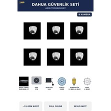 Dahua 6 Kameralı 2mp Güvenlik Kamera Seti Gece Renkli Full Color Sesli Dome 2tb ~31 Gün Kayıt