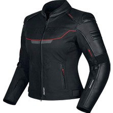 Prosev Falcon CE3400 Motosiklet Montu Kadın 4 Mevsim Oxford 600-D Dayanıklı Deri Kumaş Motorcu Mont Women Black