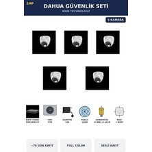 Dahua 5 Kameralı 2mp Güvenlik Kamera Seti Gece Renkli Full Color Sesli Dome 4tb ~76 Gün Kayıt