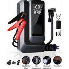 Metontech 4 In 1 Şarjlı Akü Takviye Cihazı | 18.000 Mah | Akım Koruma | Güçlü Seri | Lastik Şişirme, LED Fener