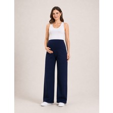 Birbal Butik Hamile Giyim Bel Ayarlanabilir Basenden Bol Paça Iki Iplik Lycra Penye Pantolon