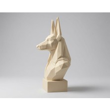 Sepetzone Anubis Büstü - Dekoratif Low Poly Mısır Tanrısı Heykeli, 18 Cm, Ev Ofis Dekoru - Biblo - Masa Süsü