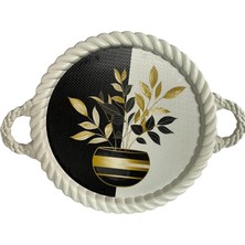 Zemira Lüks Dekoratif Plastik Tepsi Bukleli Çerçeve 35 x 35 Vazoda Çiçek Desenli