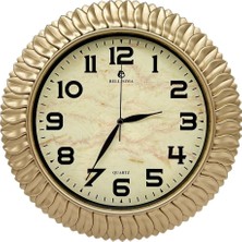 Zemira Bellisima BL-1074 Klasik Kadran Yaprak Desenli Sessiz Akar 30 cm Duvar Saati Gold