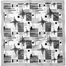 Sultan İpek Modern Geometrik Desenli Fular / Bandana 70X70CM