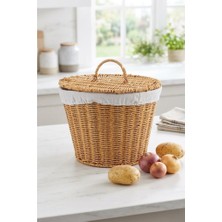 Zemira Kapaklı Bezli Hasır Patates Soğan Sepeti - 28X23 cm Mutfak Düzenleyici