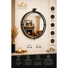 MGS Siyah Metal Çerçeveli Duvar Aynası - Tinatti Makyaj Banyo Hol Aynası