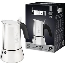 Zemira - Venus: 2 Cups Ocak Üstü Espresso Pişirici - 85ML - Gümüş Renk - Paslanmaz Çelik Gövde -