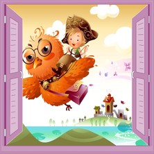 Zemira Çocuk Odası Bebek Odası Pencere Poster Duvar Kağıdı Kuş