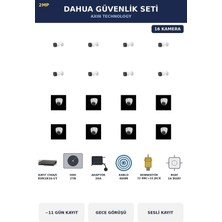 Dahua 16 Kameralı 2mp Güvenlik Kamera Seti Sesli Gece Görüşlü Dome+Bullet 2tb ~11 Gün Kayıt