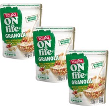 Yayla Onlife Beyaz Çikolatalı Antep Fıstıklı ve Çilekli Granola 200 G X3