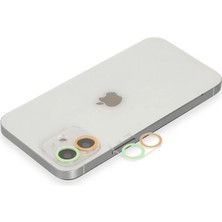 KSB Store Apple Iphone 12 Renkli Kamera Lens Koruma Cam - Turuncu-Yeşil