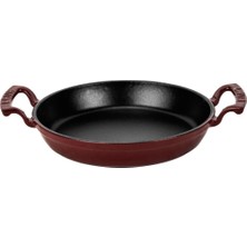 Zemira Lava Döküm Yuvarlak Sahan Döküm Demir Yekpare Çift Kulplu Çap 24CM Bordo, Lv Y Tv 24 Shn Br