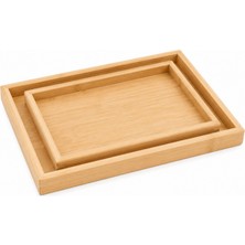 Balsa 2'lı Ahsap Tepsı Naturel