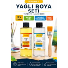 Hobialem Yağlı Boya Seti 2X250 ml Keten Yağı Kokusuz Terebentin + Fırça Resim Malzemesi