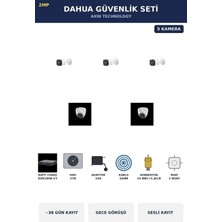 Dahua 5 Kameralı 2mp Güvenlik Kamera Seti Sesli Gece Görüşlü Dome+Bullet 2tb ~38 Gün Kayıt