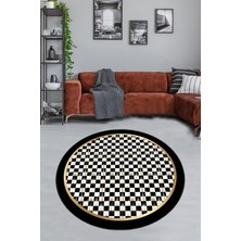Zemira Pelangi Dama Desenli Dijital Baskı Yıkanabilir Kaymaz Taban Salon Halısı, Kahve-Krem 180 x 1
