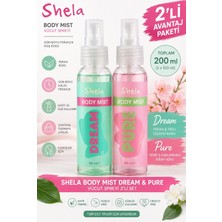 ANGİE Shela Body Mist Dream & Pure 100 ml x 2'li Set | Kadın Vücut Spreyi | Kalıcı Ferah Koku Avantaj Paketi