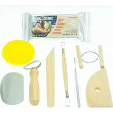 Ahşap Saplı Seramik ve Doğal Kil Hamuru Oyma Şekil Verme Alet Seti Yeni Başlayanlar Için Ceramic Şekillendirme El Aleti Seti (Beyaz Kil/white Clay) Pottery Tool Kit