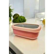 Zemira Dikdörtgen Saklama Kabı 820 ml Pembe VP-929, Pembe
