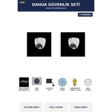 Dahua 2 Kameralı 5mp Güvenlik Kamera Seti 5mp Full Color Sesli Dome Iç Mekan 4tb ~95 Gün Kayıt