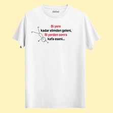 DEFAS Espirili BASKILAR-BEYAZ-SİYAH%100 Pamuk-Regular-Bisiklet Yaka-Trend T-Shirt-Baskılı Tişört