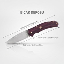 Bıçak Deposu Cündi Mor Ağaç Kabza Avcı Kamp Bıçağı – Özel Tasarım Eşsiz Keskinlik