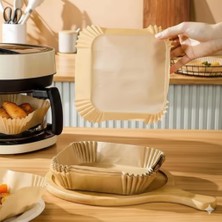 Zemira 50 Adet Airfryer Pişirme Kağıdı - Kare Tek Kullanımlık Yanmaz Yapışmaz Kağıt - 16 cm Hava Fritözü K