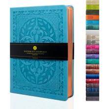 Nacario Victoria's Journals Günlük, Suni Deri, Vintage, Sert Kapak, Çizgili Not Defteri, Eski Moda Seyahat Günlüğü, A5, Boyut 14,5 x 20,5 Cm, Turuncu