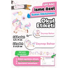 Msticker Okul Etiketi Kalem Defter Isimli Etiket Isim Yazılabilen Unicorn - 190 Adet Özel Tasarım Etiket